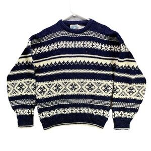 Vintage Environmental Clothing Sweater Mens XL Blue Nordic Wool Blend Made in US